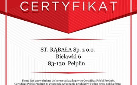 Nasza firma z Certyfikatem Polski Produkt
